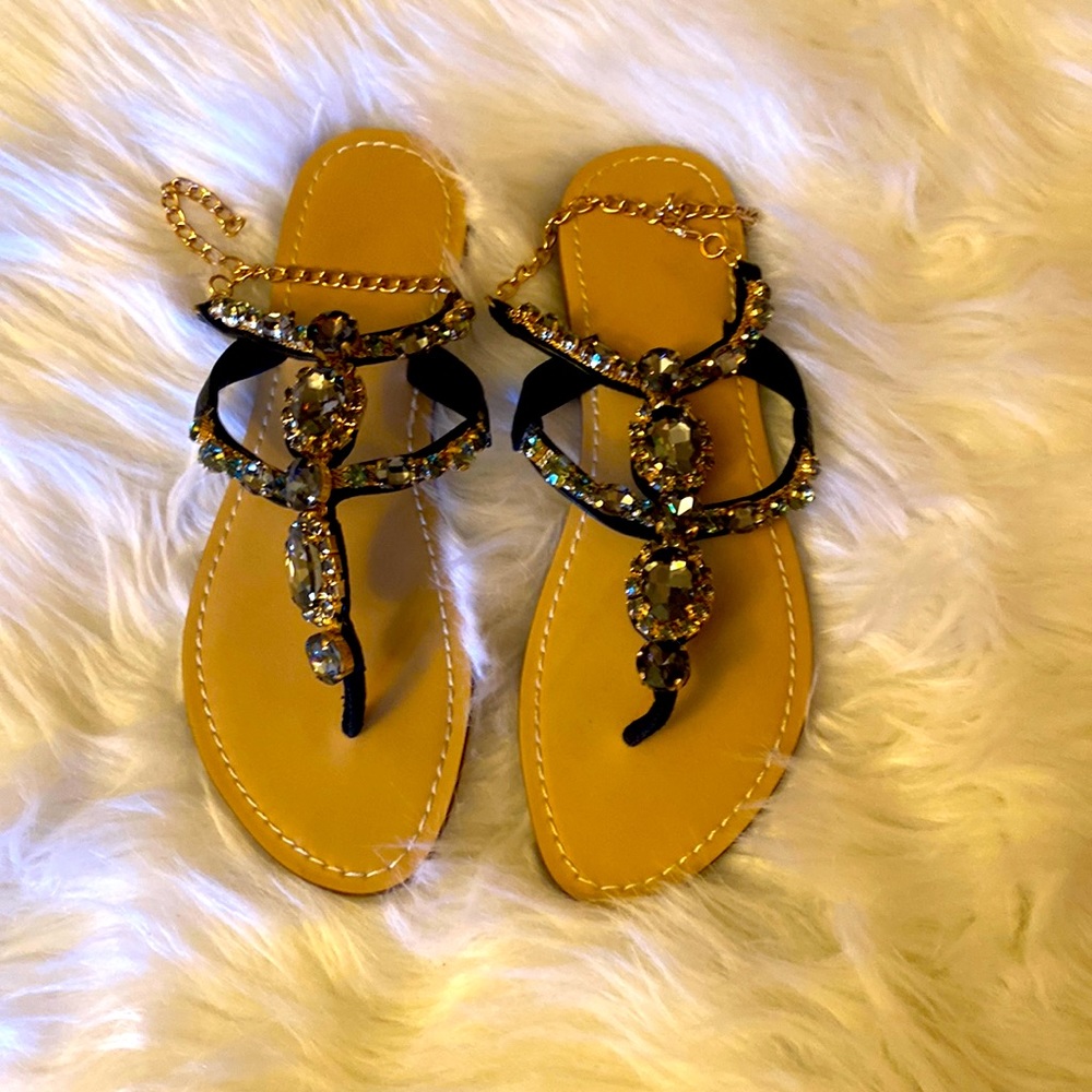 Gem and chain sandals, Size 8.5